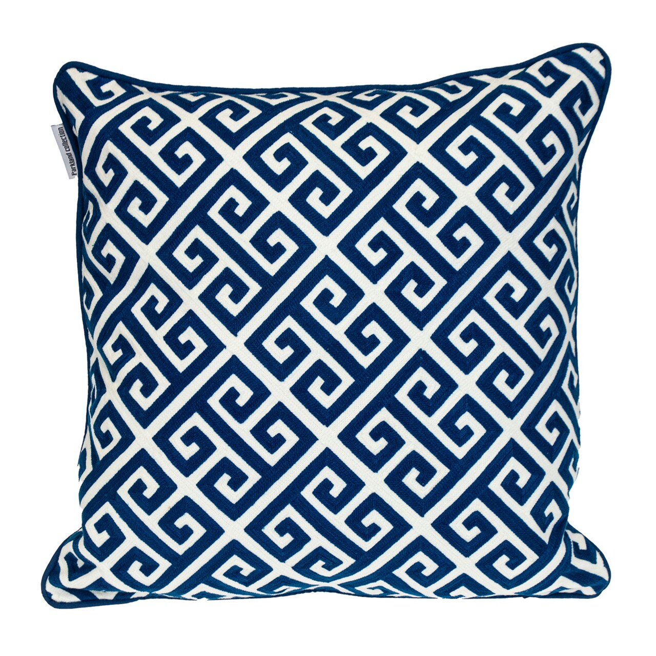 Nassau Collection Greek Key Square Cotton Throw Pillow - 20" - Blue and White